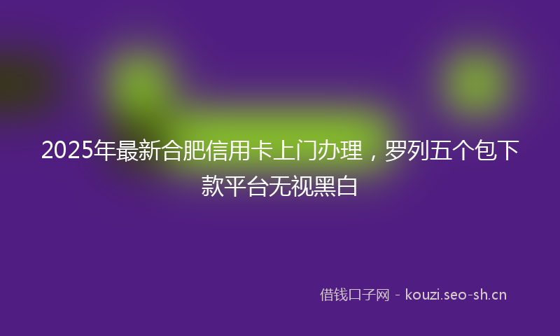 2025年最新合肥信用卡上门办理，罗列五个包下款平台无视黑白