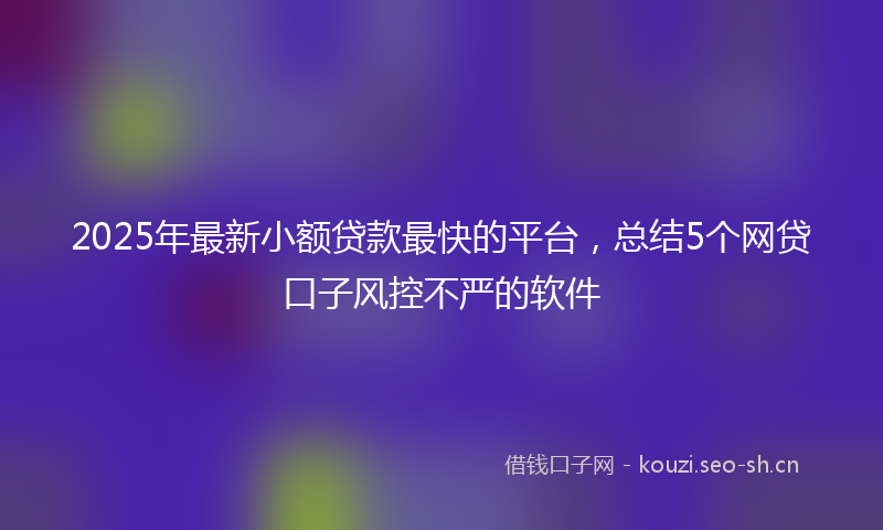 2025年最新小额贷款最快的平台，总结5个网贷口子风控不严的软件