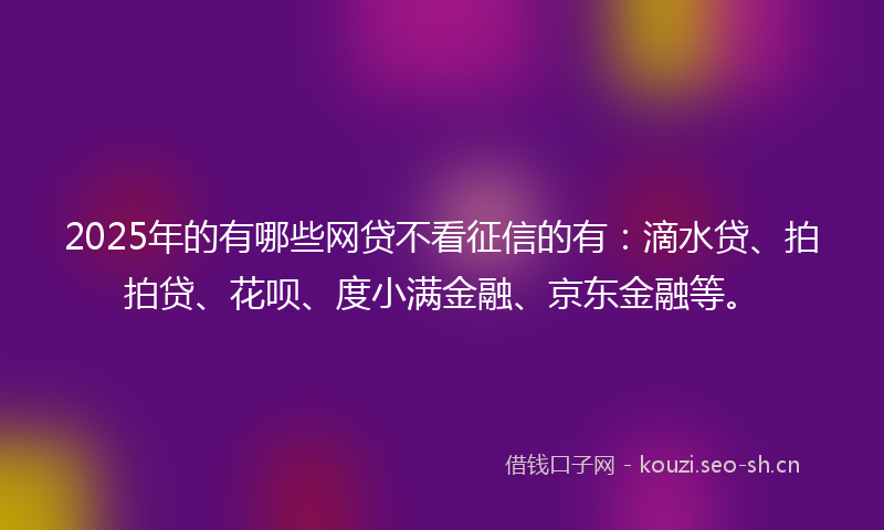 2025年的有哪些网贷不看征信的有：滴水贷、拍拍贷、花呗、度小满金融、京东金融等。