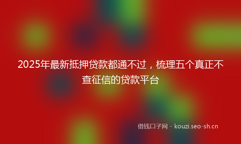 2025年最新抵押贷款都通不过，梳理五个真正不查征信的贷款平台