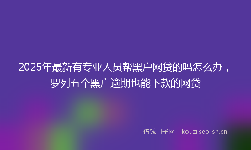 2025年最新有专业人员帮黑户网贷的吗怎么办，罗列五个黑户逾期也能下款的网贷