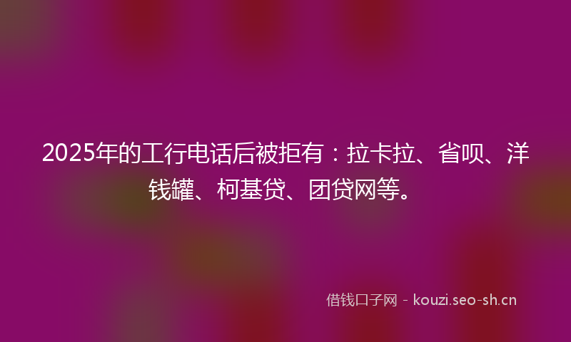 2025年的工行电话后被拒有：拉卡拉、省呗、洋钱罐、柯基贷、团贷网等。