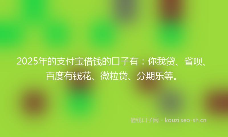 2025年的支付宝借钱的口子有：你我贷、省呗、百度有钱花、微粒贷、分期乐等。