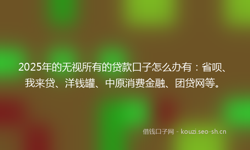 2025年的无视所有的贷款口子怎么办有：省呗、我来贷、洋钱罐、中原消费金融、团贷网等。