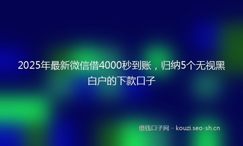 2025年最新微信借4000秒到账，归纳5个无视黑白户的下款口子