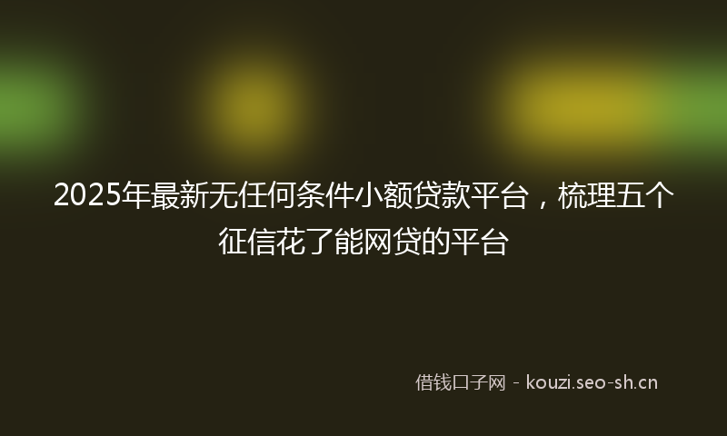 2025年最新无任何条件小额贷款平台，梳理五个征信花了能网贷的平台
