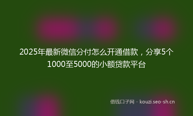 2025年最新微信分付怎么开通借款，分享5个1000至5000的小额贷款平台