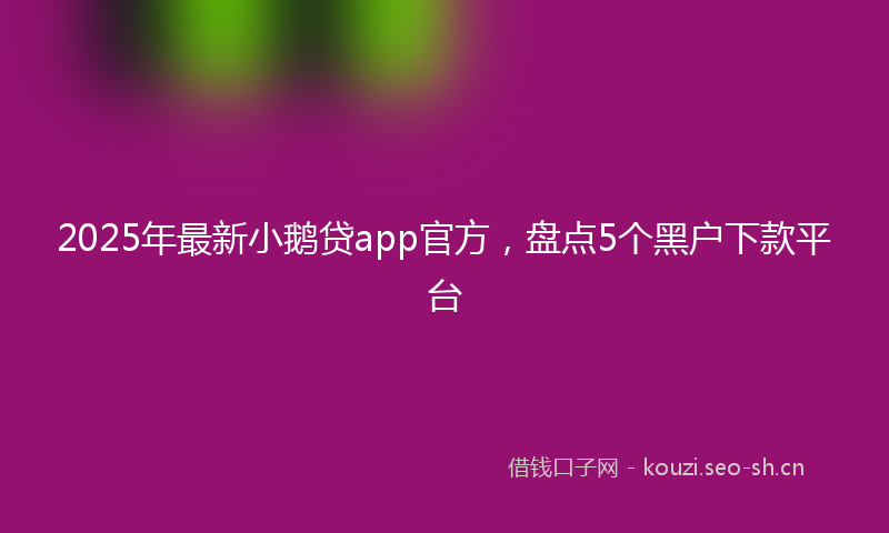 2025年最新小鹅贷app官方，盘点5个黑户下款平台