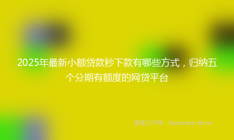 2025年最新小额贷款秒下款有哪些方式，归纳五个分期有额度的网贷平台