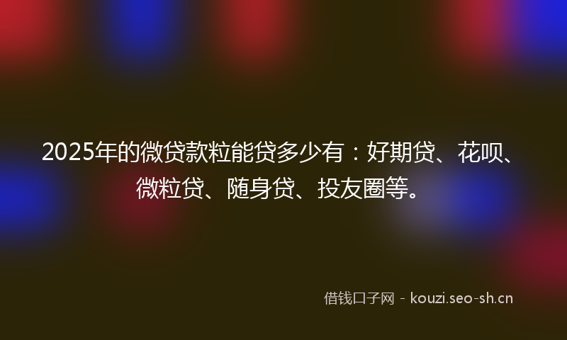 2025年的微贷款粒能贷多少有：好期贷、花呗、微粒贷、随身贷、投友圈等。