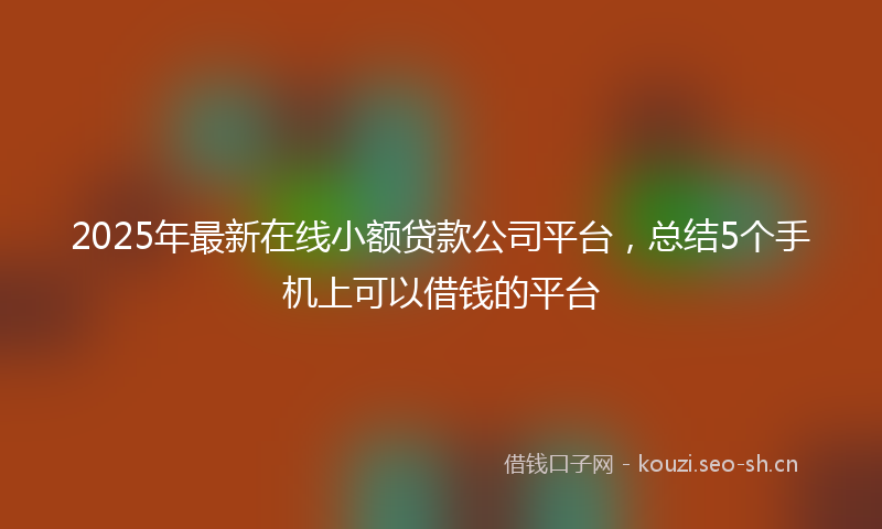 2025年最新在线小额贷款公司平台,总结5个手机上可以借钱的平台