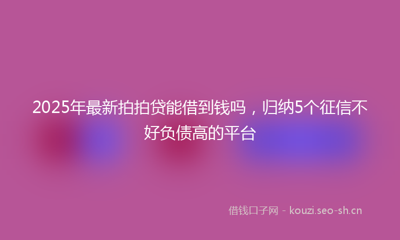 2025年最新拍拍贷能借到钱吗，归纳5个征信不好负债高的平台