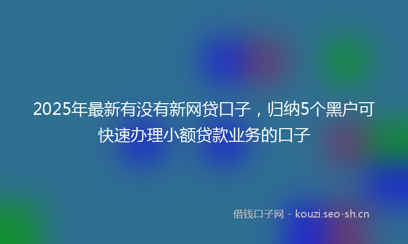 2025年最新有没有新网贷口子，归纳5个黑户可快速办理小额贷款业务的口子