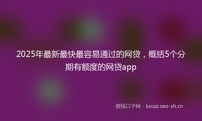 2025年最新最快最容易通过的网贷，概括5个分期有额度的网贷app