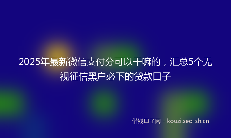 2025年最新微信支付分可以干嘛的，汇总5个无视征信黑户必下的贷款口子