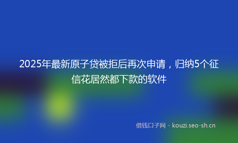 2025年最新原子贷被拒后再次申请，归纳5个征信花居然都下款的软件