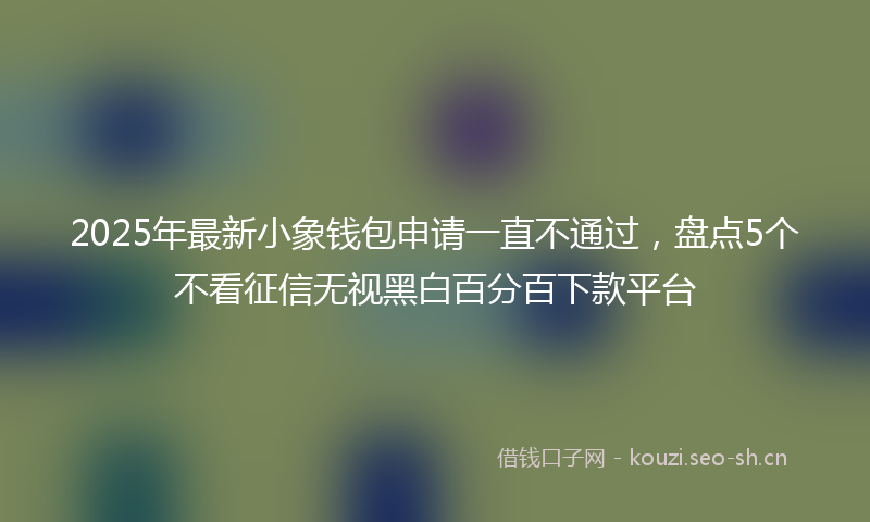 2025年最新小象钱包申请一直不通过，盘点5个不看征信无视黑白百分百下款平台