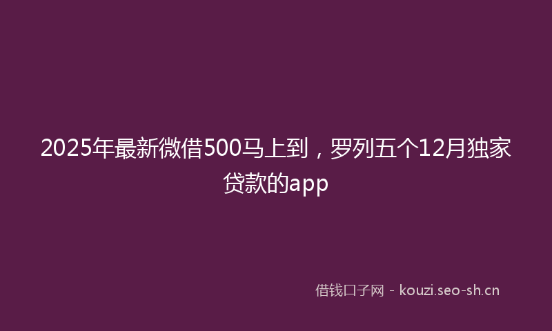 2025年最新微借500马上到，罗列五个12月独家贷款的app