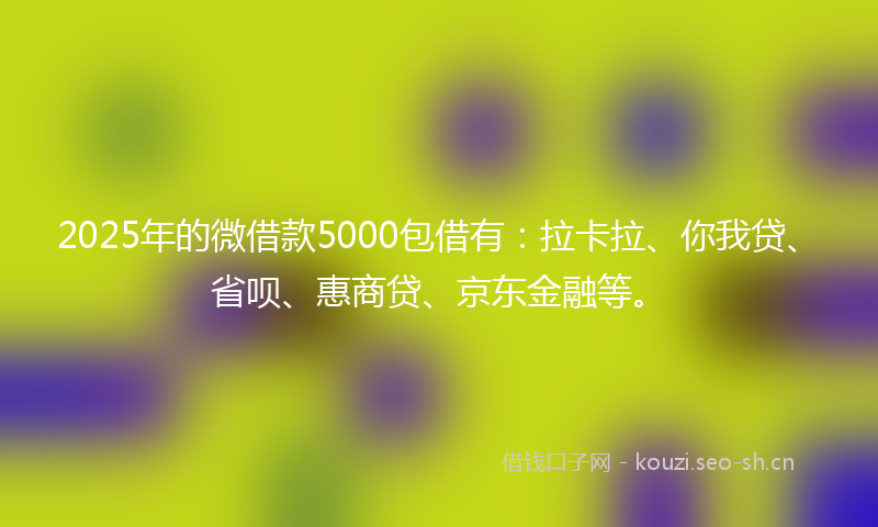 2025年的微借款5000包借有：拉卡拉、你我贷、省呗、惠商贷、京东金融等。
