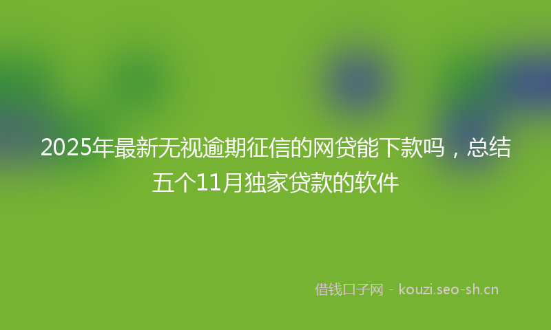 2025年最新无视逾期征信的网贷能下款吗，总结五个11月独家贷款的软件