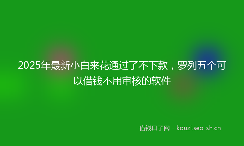 2025年最新小白来花通过了不下款，罗列五个可以借钱不用审核的软件