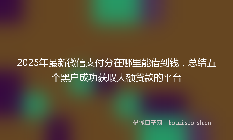 2025年最新微信支付分在哪里能借到钱，总结五个黑户成功获取大额贷款的平台