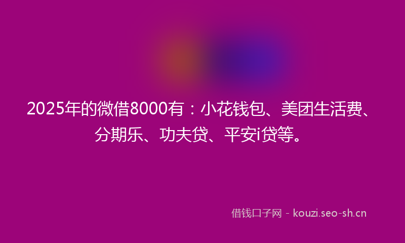 2025年的微借8000有：小花钱包、美团生活费、分期乐、功夫贷、平安i贷等。