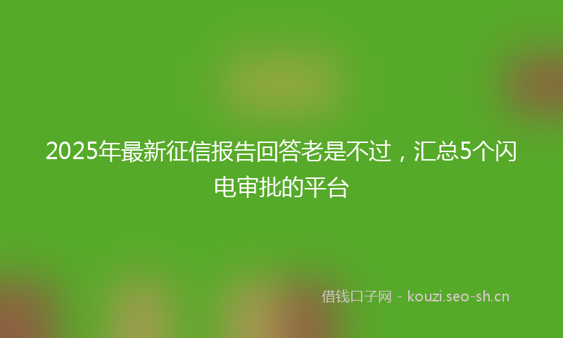 2025年最新征信报告回答老是不过，汇总5个闪电审批的平台