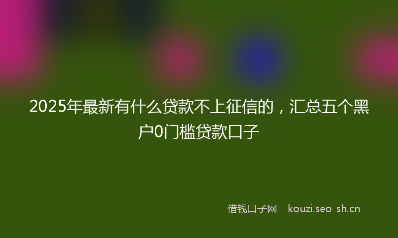 2025年最新有什么贷款不上征信的，汇总五个黑户0门槛贷款口子