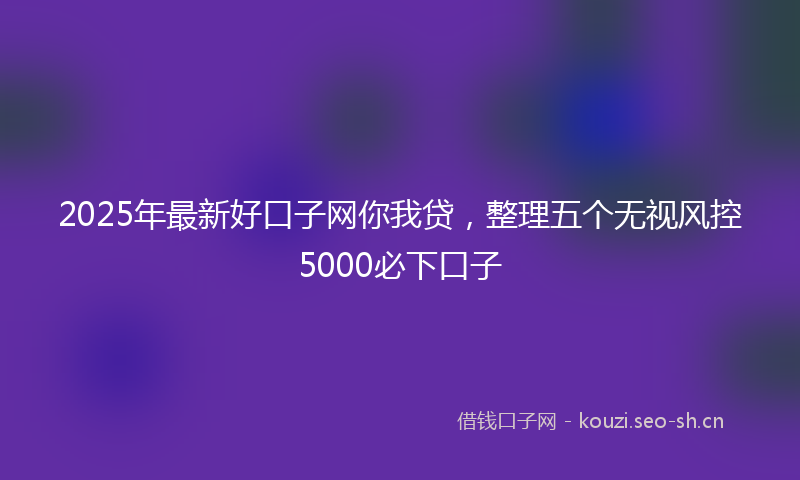 2025年最新好口子网你我贷，整理五个无视风控5000必下口子