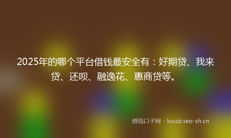 2025年的哪个平台借钱最安全有：好期贷、我来贷、还呗、融逸花、惠商贷等。