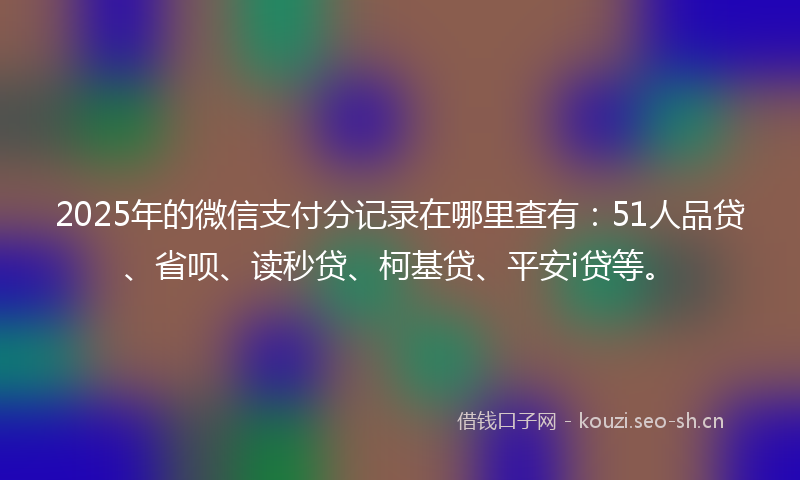 2025年的微信支付分记录在哪里查有:51人品贷、省呗、读秒贷、柯基贷、平安i贷等。