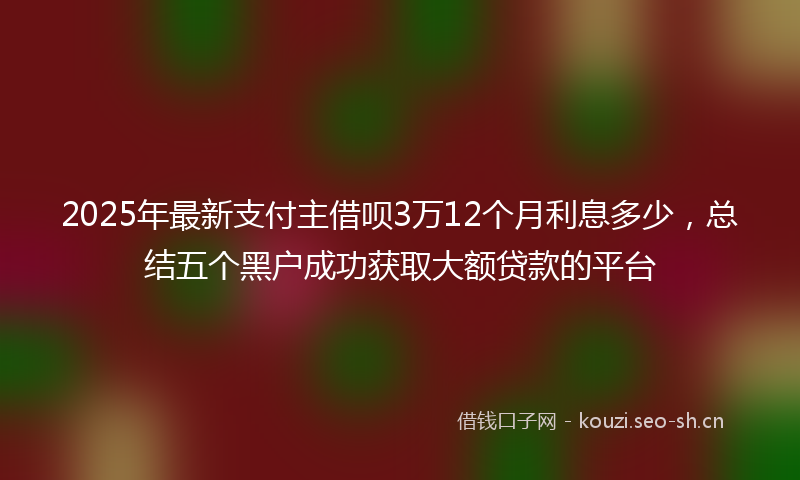 2025年最新支付主借呗3万12个月利息多少，总结五个黑户成功获取大额贷款的平台
