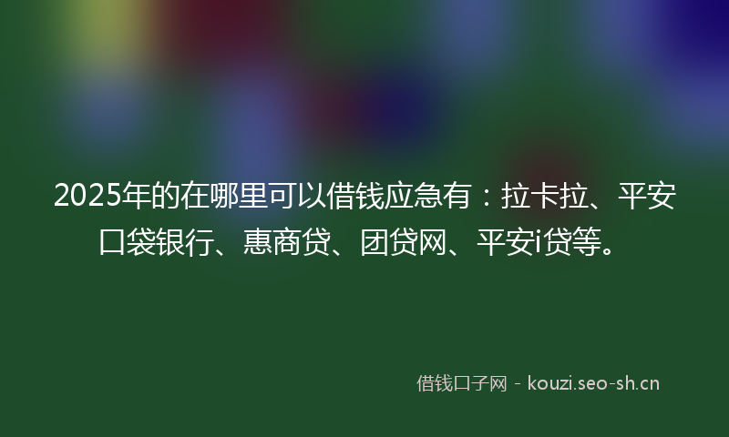 2025年的在哪里可以借钱应急有：拉卡拉、平安口袋银行、惠商贷、团贷网、平安i贷等。