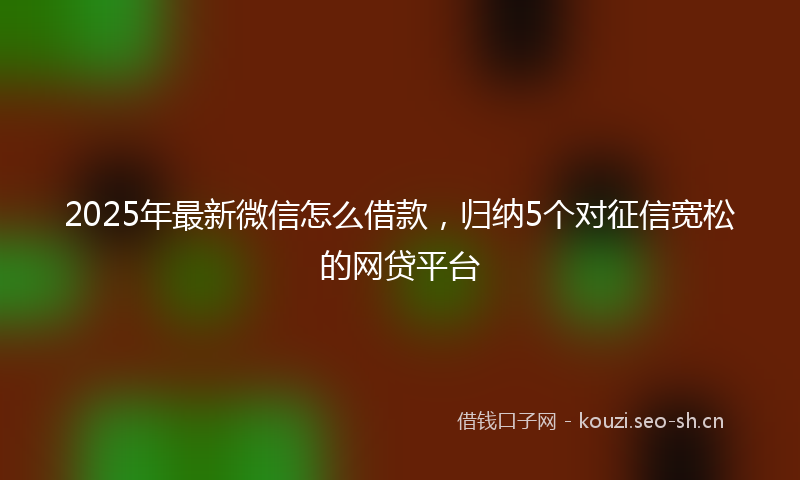 2025年最新微信怎么借款，归纳5个对征信宽松的网贷平台