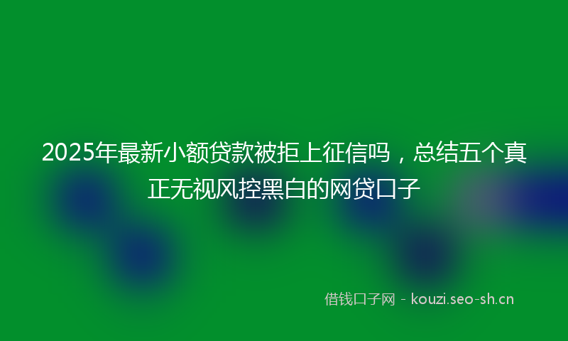 2025年最新小额贷款被拒上征信吗，总结五个真正无视风控黑白的网贷口子