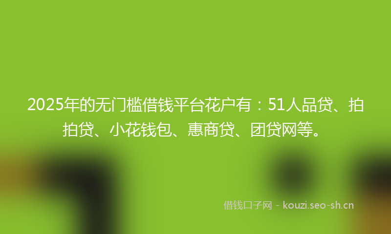 2025年的无门槛借钱平台花户有：51人品贷、拍拍贷、小花钱包、惠商贷、团贷网等。