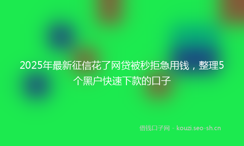 2025年最新征信花了网贷被秒拒急用钱，整理5个黑户快速下款的口子