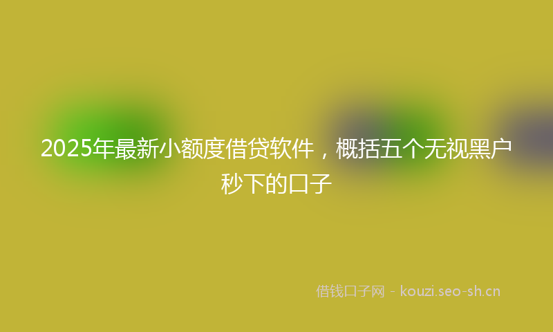 2025年最新小额度借贷软件，概括五个无视黑户秒下的口子