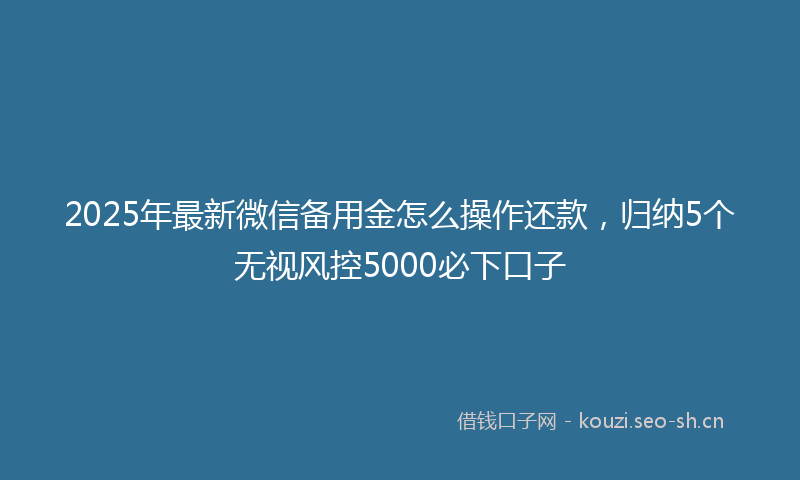 2025年最新微信备用金怎么操作还款，归纳5个无视风控5000必下口子
