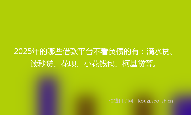 2025年的哪些借款平台不看负债的有：滴水贷、读秒贷、花呗、小花钱包、柯基贷等。