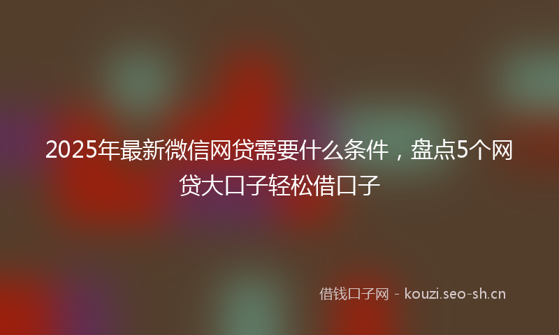 2025年最新微信网贷需要什么条件，盘点5个网贷大口子轻松借口子