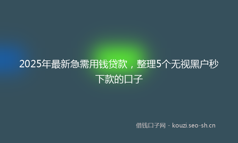 2025年最新急需用钱贷款，整理5个无视黑户秒下款的口子