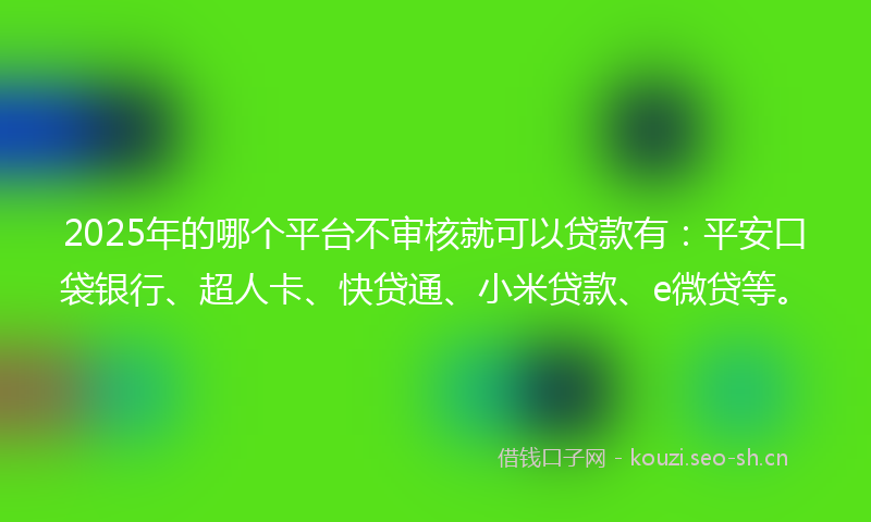 2025年的哪个平台不审核就可以贷款有:平安口袋银行、超人卡、快贷通、小米贷款、e微贷等。