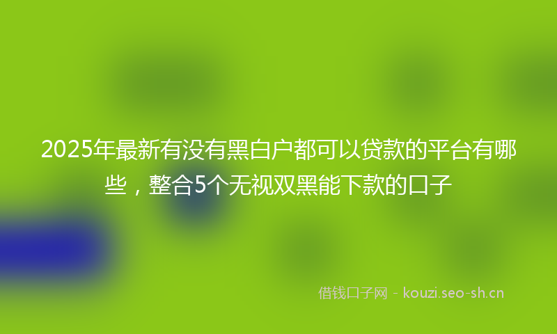 2025年最新有没有黑白户都可以贷款的平台有哪些，整合5个无视双黑能下款的口子
