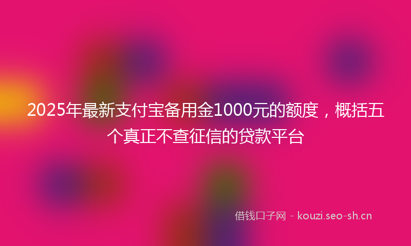 2025年最新支付宝备用金1000元的额度，概括五个真正不查征信的贷款平台