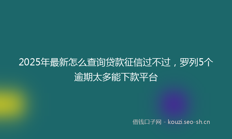 2025年最新怎么查询贷款征信过不过，罗列5个逾期太多能下款平台