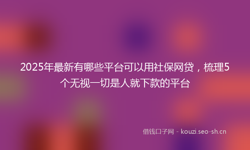 2025年最新有哪些平台可以用社保网贷，梳理5个无视一切是人就下款的平台