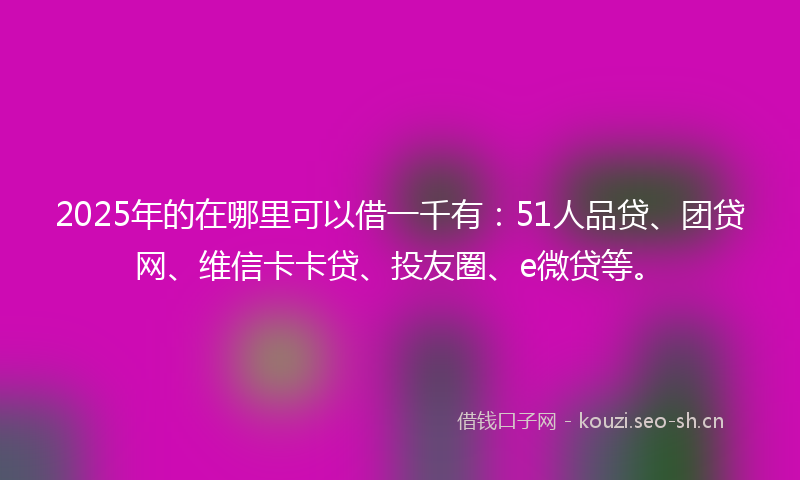 2025年的在哪里可以借一千有：51人品贷、团贷网、维信卡卡贷、投友圈、e微贷等。