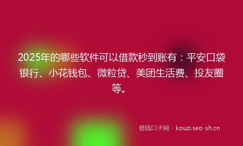 2025年的哪些软件可以借款秒到账有：平安口袋银行、小花钱包、微粒贷、美团生活费、投友圈等。
